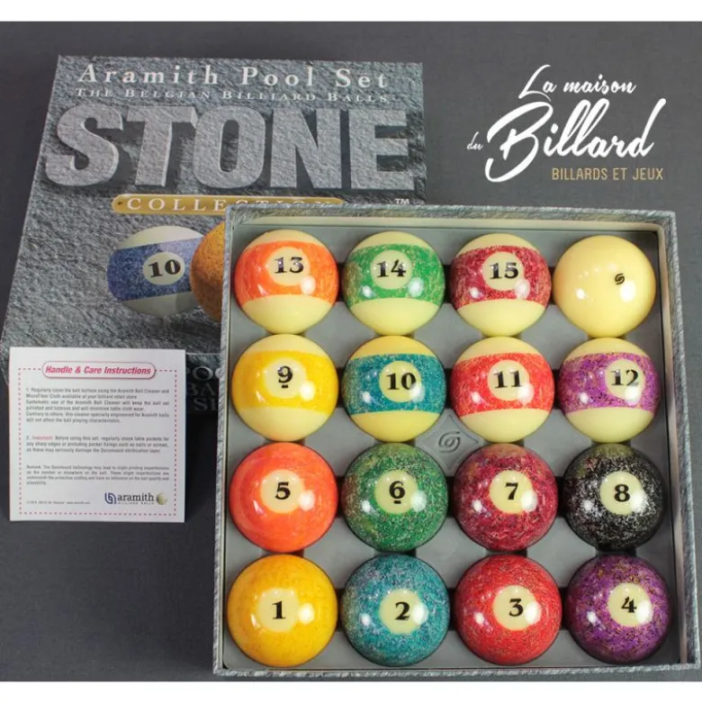 Boules de billard américain STONE 57,2 mm, Édition collector d’Aramith