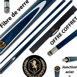 Coffret Queue en fibre Lord-Cue Bleu : perfectionnez votre jeu avec cette queue 3 en 1