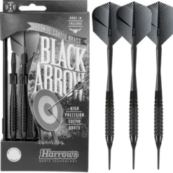 Fléchettes Harrows Black Arrow 16 GK – Pointe Nylon – Lot de 3