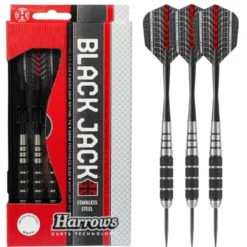 Fléchettes Harrows Black Jack 22 g – Pointe Acier – Lot de 3