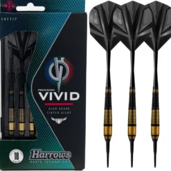 Fléchettes Harrows Vivid Noir 18 GR – Pointe Nylon – Lot de 3