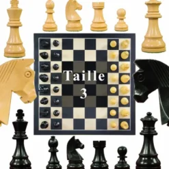 Jeu Échec Staunton 40cm Buis Ebene, Haut de Gamme en Bois Massif