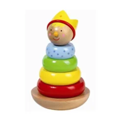 Jouet Culbuto en Bois avec Rondins d'Empilement et Tête de Petit Prince
