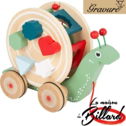 Jouet en bois bébé escargot à tirer