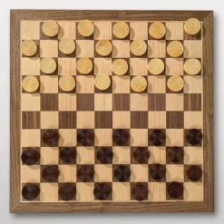 Le beau petit jeu de dames 29cm (personnalisable) Noyer et érable