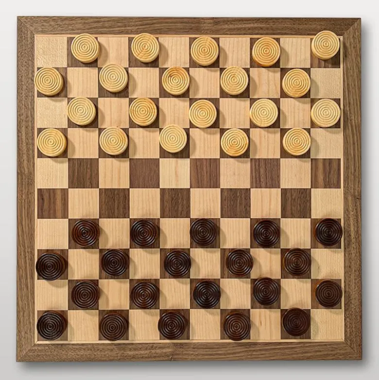 Le beau petit jeu de dames 29cm (personnalisable) Noyer et érable