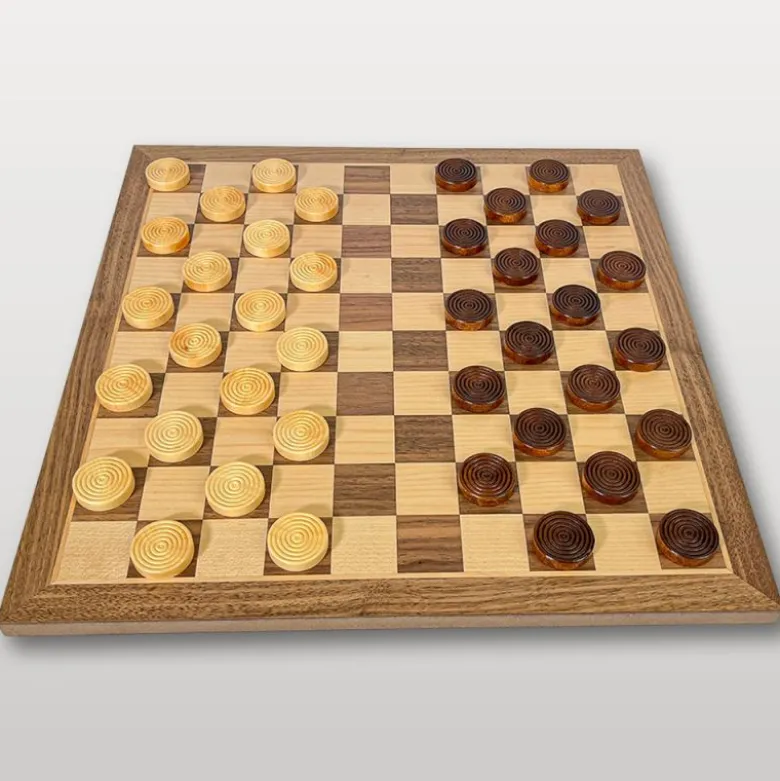 Le beau petit jeu de dames 29cm (personnalisable) Noyer et érable