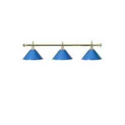 Luminaire 3 globes métal bleu barre laiton