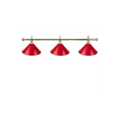 Luminaire 3 globes métal rouge barre laiton