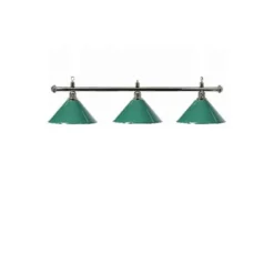 Luminaire 3 globes métal vert barre chrome