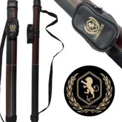 Tube rangement½ queue billard cuir noir et marron
